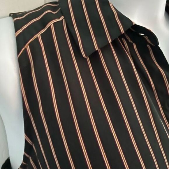 Women's Pin Striped Button Up Sleeveless Shirt Dress Size Large - Picture 4 of 6